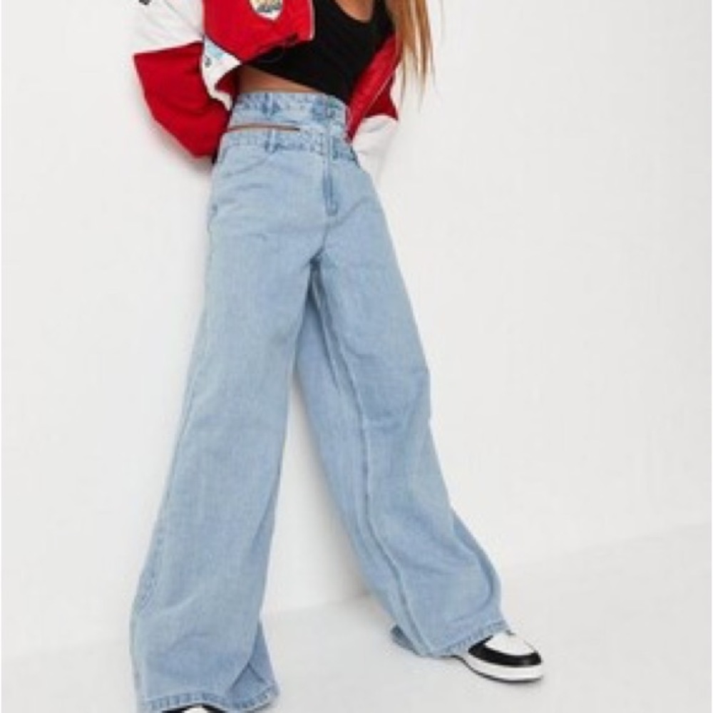 NWT Missguided Bikini Double Waistband Boyfriend Jeans